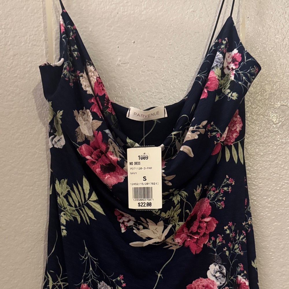 Floral Print Women's dress - Navy and Pink